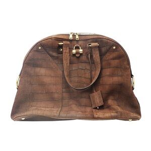 Yves Saint Laurent Tan Crocodile-Embossed Satchel